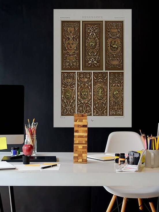 Renaissance pattern. 1888 edition Lornement Polychrome by Albert Racine 1825–1893. by IStockHistory com