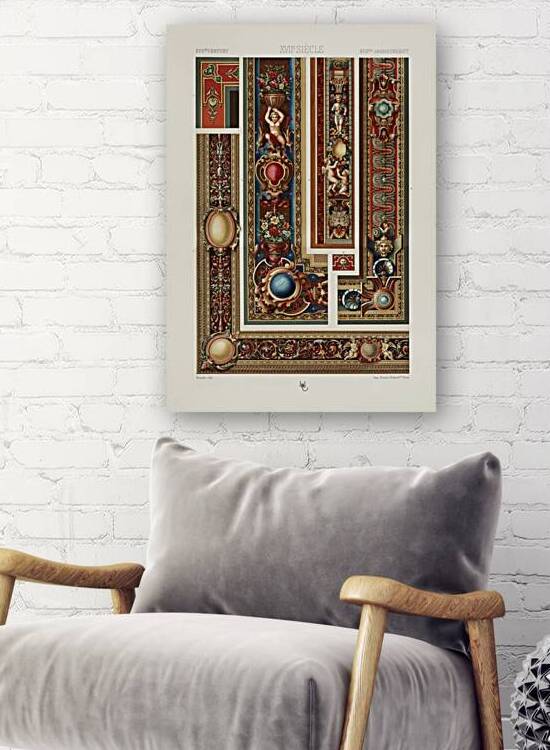 17th Century pattern. 1888 edition Lornement Polychrome by Albert Racine 1825–1893. by IStockHistory com