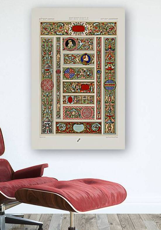 16th and 17th Century pattern. 1888 edition Lornement Polychrome by Albert Racine 1825–1893. by IStockHistory com