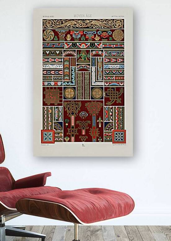 Middle-Ages pattern. 1888 edition Lornement Polychrome by Albert Racine 1825–1893. by IStockHistory com