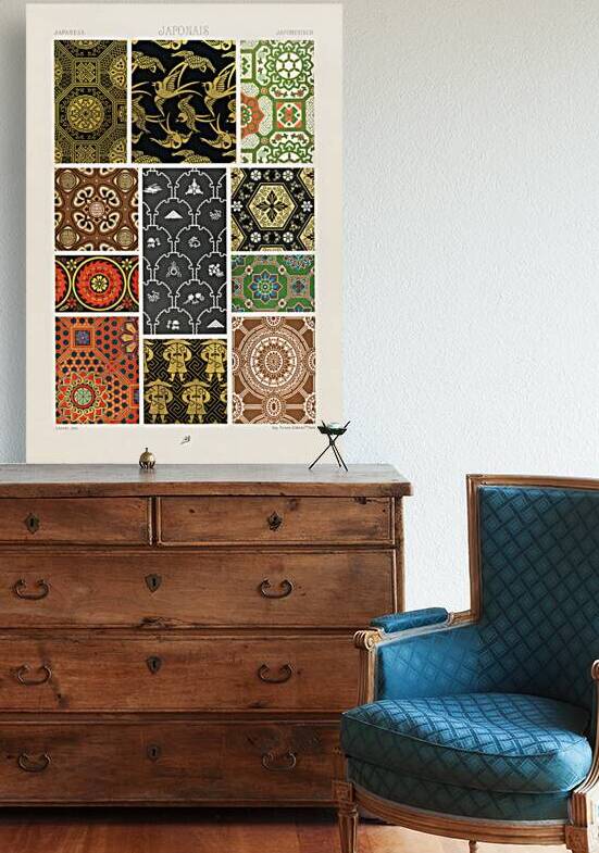 Japanese pattern. 1888 edition Lornement Polychrome by Albert Racine 1825–1893. by IStockHistory com