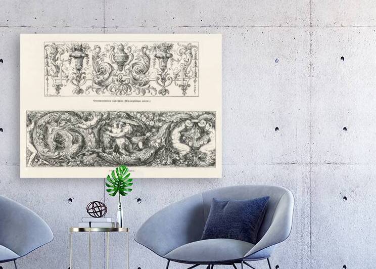 17th-century ornamental designs. 1888 edition Lornement Polychrome by Albert Racine 1825–1893. by IStockHistory com