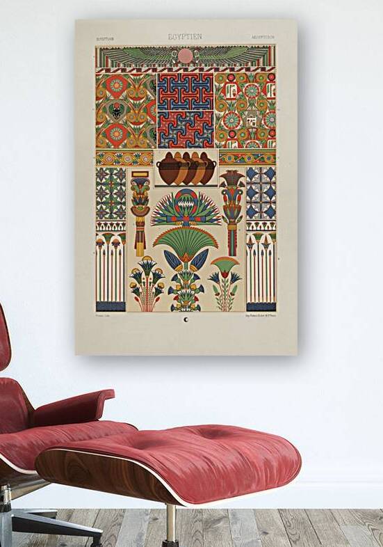 Egyptian pattern. 1888 edition Lornement Polychrome by Albert Racine 1825–1893. by IStockHistory com
