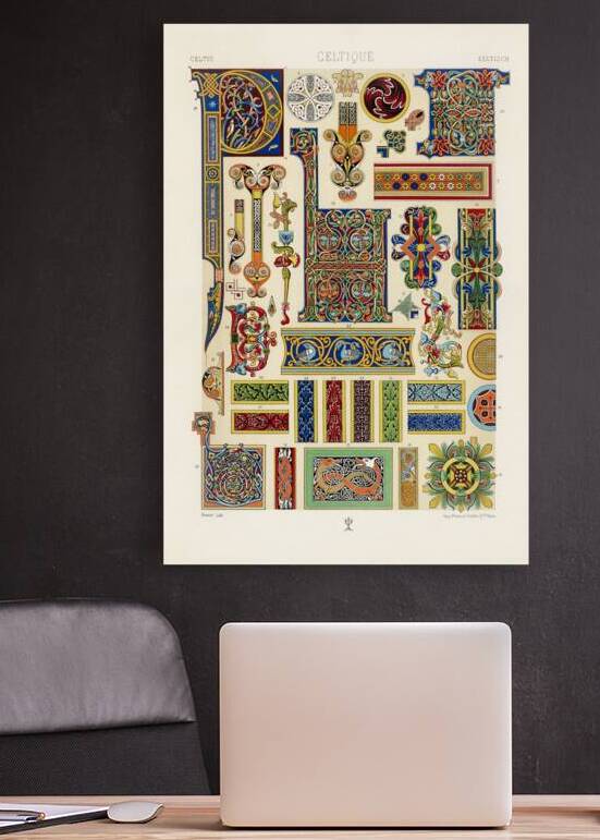 Celtic pattern. 1888 edition Lornement Polychrome by Albert Racine 1825–1893. by IStockHistory com