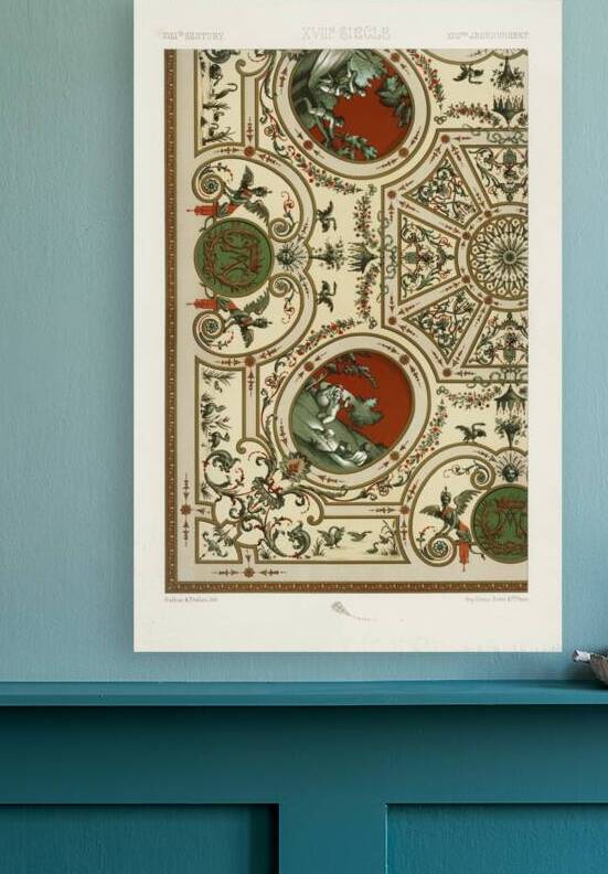 18th Century pattern. 1888 edition Lornement Polychrome by Albert Racine 1825–1893. by IStockHistory com