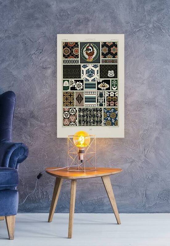 Japanese pattern. 1888 edition Lornement Polychrome by Albert Racine 1825–1893. by IStockHistory com