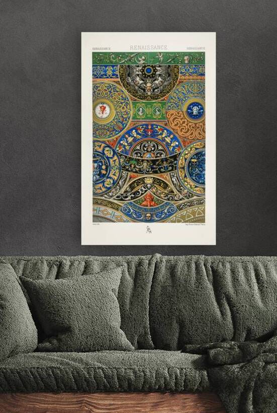 Renaissance pattern. 1888 edition Lornement Polychrome by Albert Racine 1825–1893. by IStockHistory com