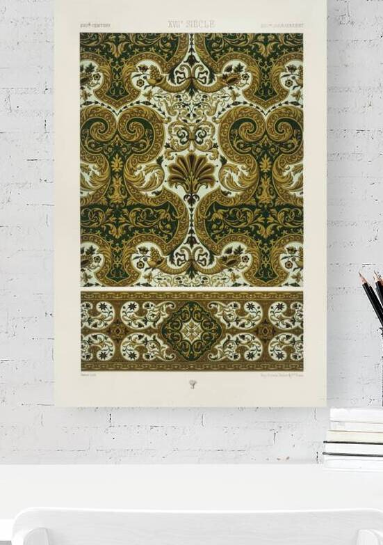 17th Century pattern. 1888 edition Lornement Polychrome by Albert Racine 1825–1893. by IStockHistory com