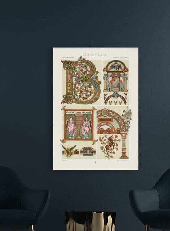 Celtic-Byzantine pattern. 1888 edition Lornement Polychrome by Albert Racine 1825–1893. by IStockHistory com