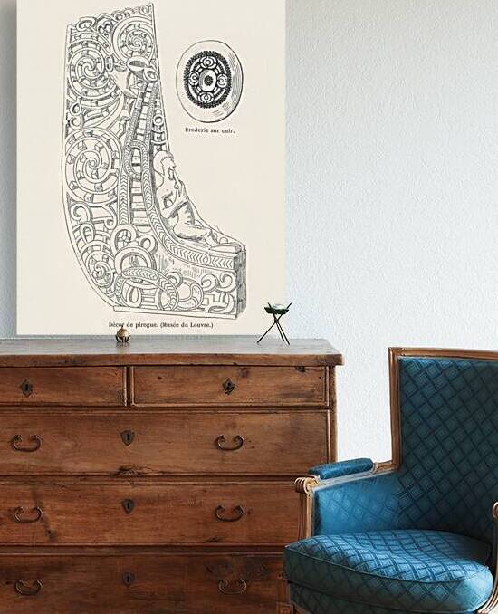 Canoe decorative element. 1888 edition Lornement Polychrome by Albert Racine 1825–1893. by IStockHistory com