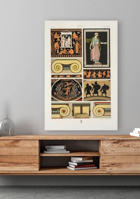 Greek pattern. 1888 edition Lornement Polychrome by Albert Racine 1825–1893. by IStockHistory com