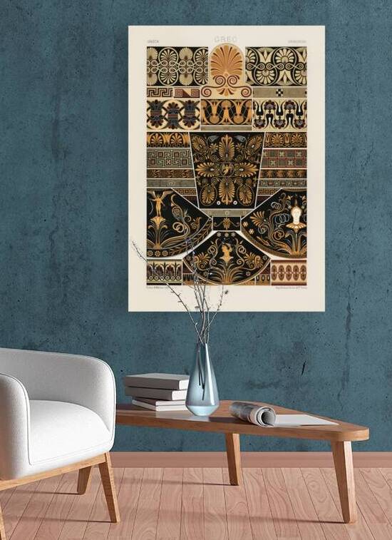 Greek pattern. 1888 edition Lornement Polychrome by Albert Racine 1825–1893. by IStockHistory com