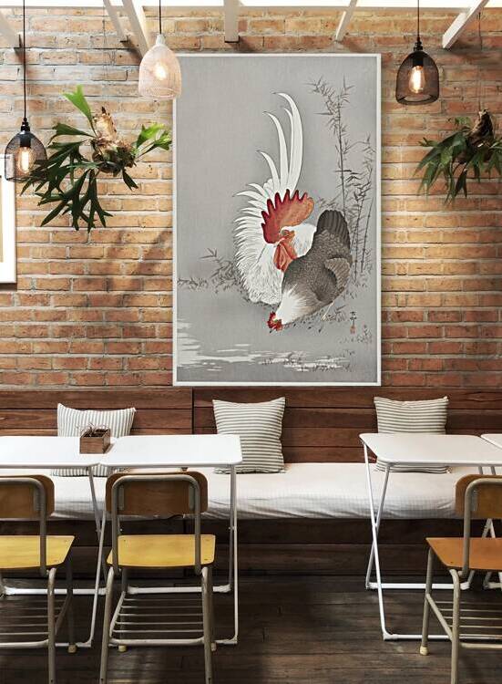 Rooster and chicken 1900 - 1930 by Ohara Koson 1877-1945. by IStockHistory com