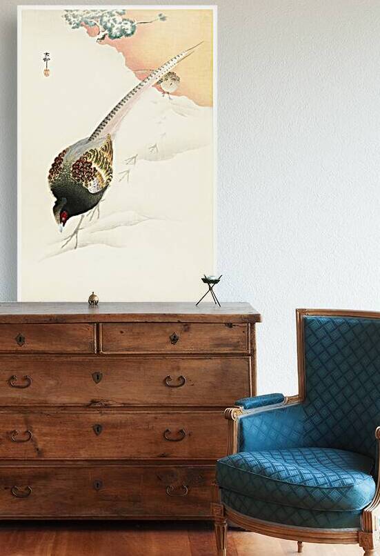 Pheasant couple in the snow 1900 - 1945 by Ohara Koson 1877-1945. by IStockHistory com