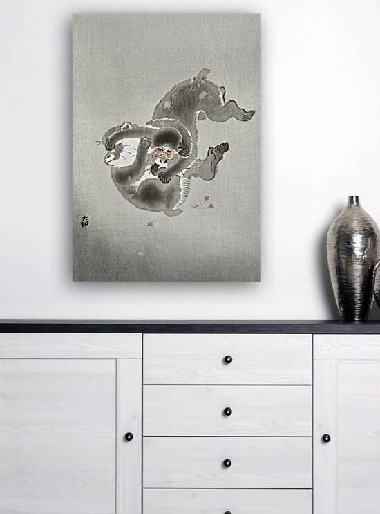 Two playing monkeys 1900 - 1930 by Ohara Koson 1877-1945. by IStockHistory com