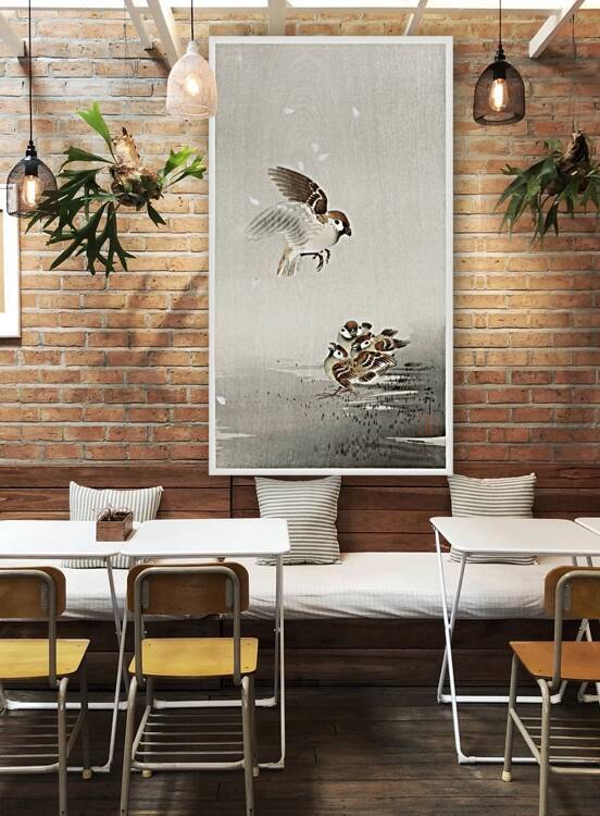 Tree sparrow with boy 1900 - 1936 by Ohara Koson 1877-1945. by IStockHistory com