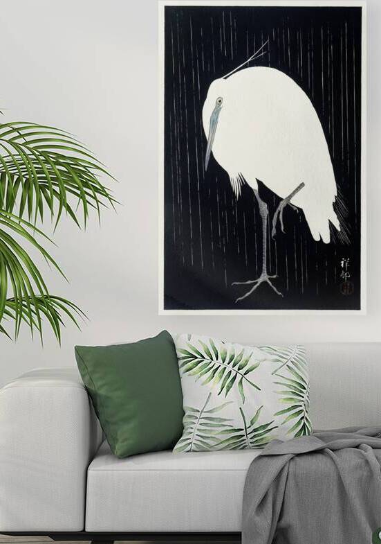 Egret in the rain 1925 - 1936 by Ohara Koson 1877-1945. by IStockHistory com