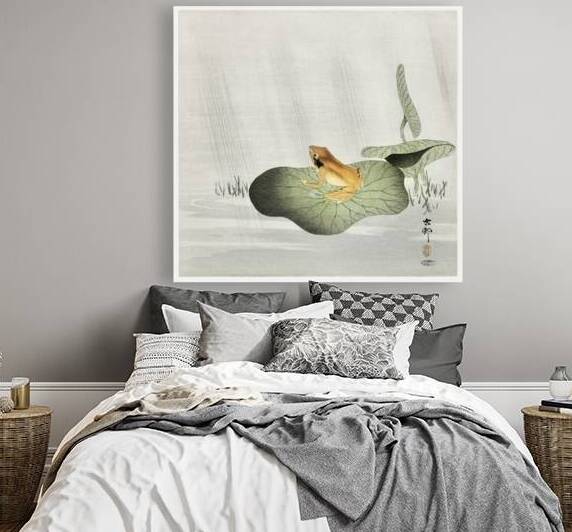 Frog on lotus leaf 1900 - 1930 by Ohara Koson 1877-1945. by IStockHistory com