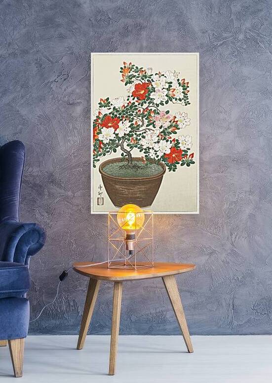 Blooming azalea in brown pot 1920 - 1930 by Ohara Koson 1877-1945. by IStockHistory com