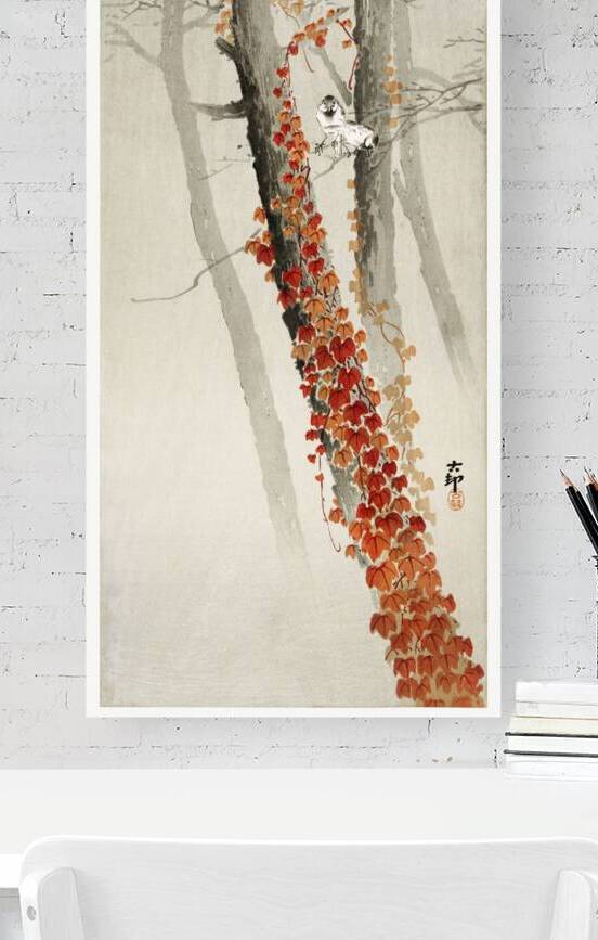 Red ivy 1900 - 1930 by Ohara Koson 1877-1945. by IStockHistory com