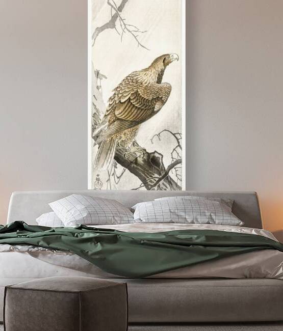 Eagle on tree branch 1900 - 1910 by Ohara Koson 1877-1945. by IStockHistory com