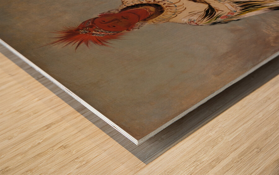 No-Wáy-Ke-Súg-Gah He Who Strikes Two At Once a Brave 1832 Wood print