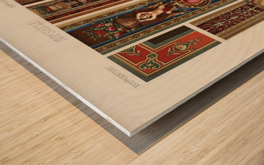 17th Century pattern. 1888 edition Lornement Polychrome by Albert Racine 1825–1893. Wood print