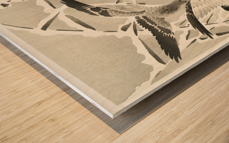 Two collies in snowy landscape 1900 - 1930 by Ohara Koson 1877-1945. Wood print